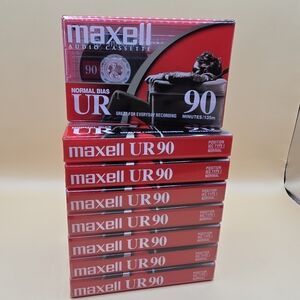 8 Maxell UR-90 Normal Bias Blank Cassette Tapes
